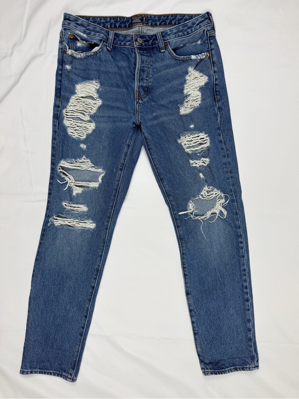 Abercrombie Fitch Ames Jeans 28 Low Rise Slim Boyfriend Distressed Y2K Denim